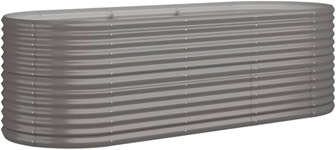 Garden Raised Bed Powder-Coated Steel 88.2x31.5x26.8 Gray Lawn Planters