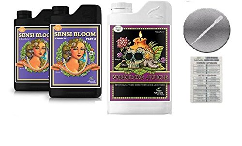 Advanced Nutrients Sensi Bloom A and B 4 Liter with Voodoo Juice 4 Liter Bundle with Conversion Chart and 3mL Pipette