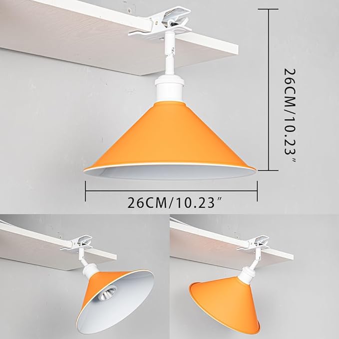 Clip Mount 5.9Ft Plug in Timing Cord Plant Light Full Spectrum White Light White Base Orange Metal Shade Adjusted Angle Modern Clamp Light for Indoor Plants