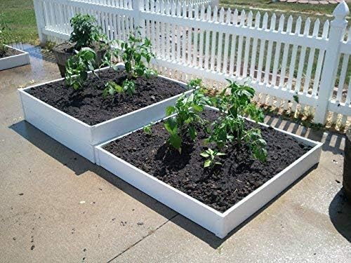 4 x 4 Stack-able White Vinyl Raised Garden Bed