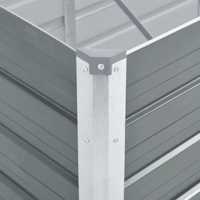 Outdoor Garden Raised Bed Galvanized Steel Metal Outdoor Garden Raised Planter Box for Flowers Vegetables Fruits Herbs Gray 94.5x31.5x17.7