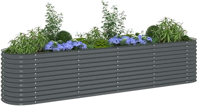 Galvanized Raised Garden Bed 157.5 x 31.5 x 31.9 in Grey Metal Planter for Patio Balcony &amp Backyard Large Outdoor Box for Vegetables Herbs &amp Flowers