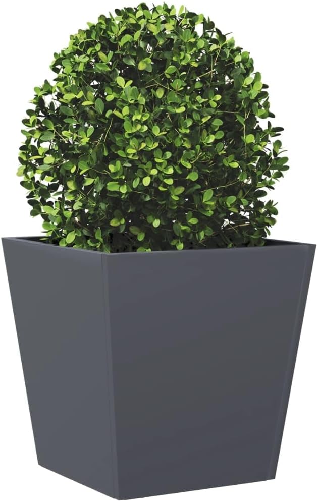 2-Pack Anthracite Steel Square Raised Planters 15.7 in Durable Cold-Rolled Elevated Garden Beds Outdoor for Balcony Patio &amp Yard