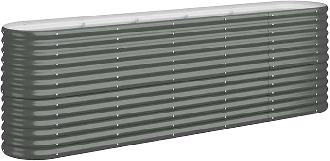 Garden Raised Bed Anthracite Powder-Coated Steel Large Oval Outdoor Planter Box for Vegetables Herbs Flowers 88.2 x 15.7 x 26.8 in Durable Weather-Resistant Design