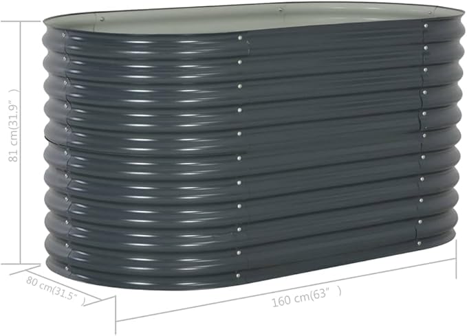 SKM Garden Raised Bed 160x80x81 cm Galvanised Steel Grey (Weight-26KG)