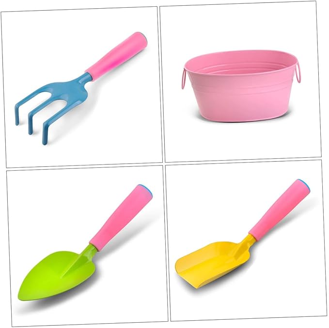 Yardwe 1 Set Mini Gardening Tools for Vegetable Planting Kit with Rake and Shovel Lightweight and Outdoor for Family Fun and Parent Interaction