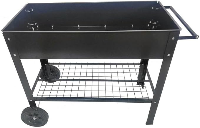 Mobile Metal Raised Garden Bed Cart with Wheels Elevated Planter Box for Vegetables Herbs Flowers Indoor &amp Outdoor Patio Balcony Backyard Ergonomic Waist-High Design Black