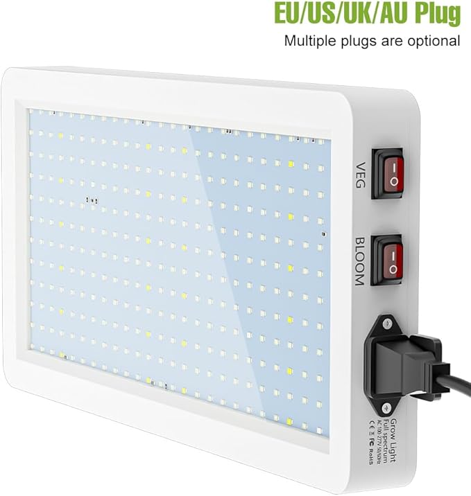 500W Equivalent Led Green Plant Lights 100-277V Indoor Grow Lights Sunlight Full Spectrum Panel Light Bloom/Veg 2Modes Dimming Greenhouse Tent Hydroponic Yard Garden 110V Red Blue Plant Fill Lighting