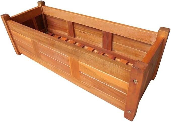 Outdoor Garden Raised Planter Box Backyard Patio Planter Raised Beds for Flowers Herbs Fruits Garden Raised Bed Acacia Wood 29.9x10.9x9.8 [Lightning Shipping]