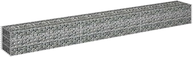 Gabion Raised Bed Silver Galvanized Steel 106.3 x 11.8 x 11.8 in Gardening Pots &amp Planters 145637