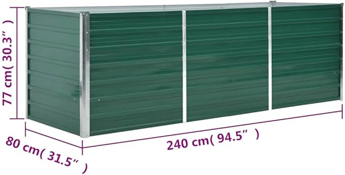 Garden Raised Bed Standing Planter Planter Boxes Gardening Box Horse Trough planters Suitable for Courtyard Corridor Nursery Orchard Galvanized Steel 94.5x31.5x31.3 Green