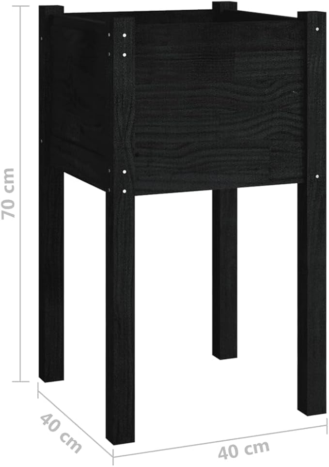 Garden PlanterFreestanding PlantersMultifunctional High BedsBalcony Planter BoxPlant Privacy FencePatio Raised Bedsfor VegetablesFlowersHerbsBlack 15.7x15.7x27.6 Solid Wood Pine