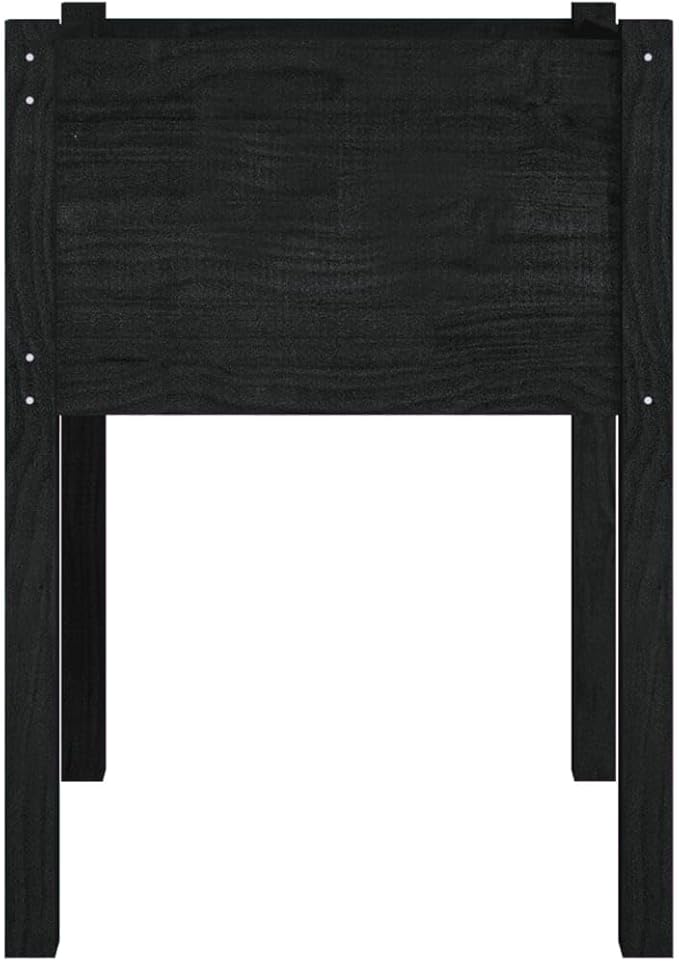 Black Solid Pinewood Raised Garden Bed Planter Set of 2 Large Elevated Planter Boxes for Outdoor Patio Garden Vegetable and Flower Beds
