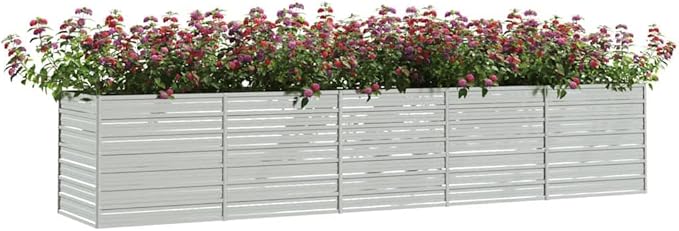 Garden Raised Bed Silver Galvanized Steel 157.5 x 31.5 x 30.3 in Gardening Pots &amp Planters 316900