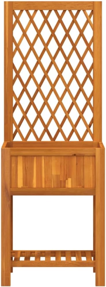 Solid Acacia Wood Planter with Trellis 11.6x21.7x59.8 Inch Oiled Finish for Climbing Outdoor Plants Garden &amp Patio Decor
