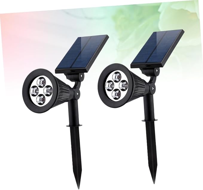 2Pcs Solar Spotlights RGB Landscape Lighting with LEDs Solar Powered Outdoor Lamp for Pathways Gardens and Patios Easy Installation No Wiring Required