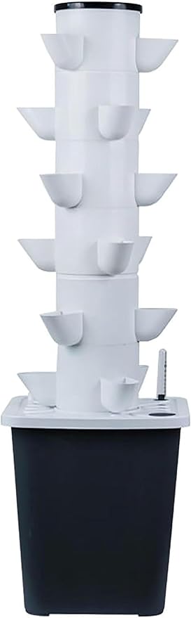 Hydroponic Culture System of Interior Hydroponic Tower 6 -Layer Vertical Culture System and 18 Plant Sites with Pump and Mobile Water Tank Adapter Planting Bed