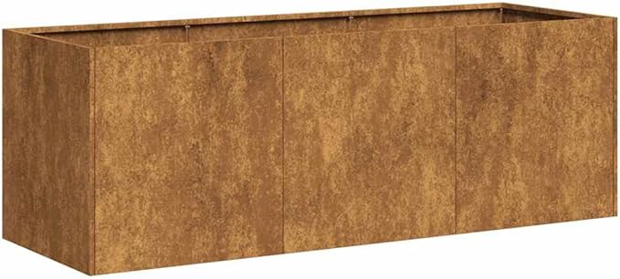 Large Rectangular Rusty Weathering Steel Planter Outdoor Garden Bed for Vegetables Flowers 15.7x47.2x15.7 inch Durable Metal Planter Box
