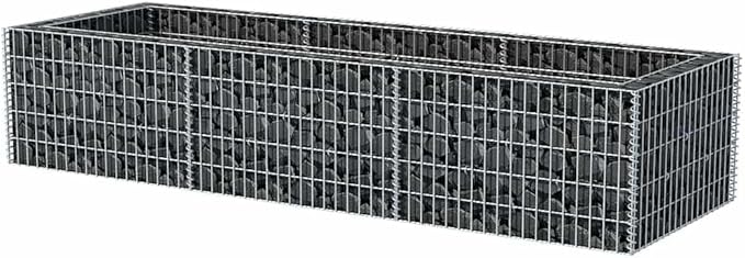 YAFF Gabion Raised Bed Silver Galvanized Steel Rectangular 106.3 x 35.4 x 19.7 – Durable Outdoor Metal Planter for Gardening