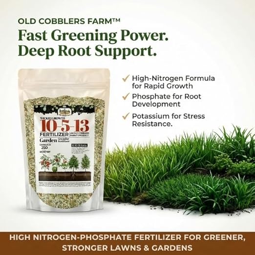Old Cobblers Farm™ Wicked Growth 10-5-13 Fertilizer with Micronutrients - High Nitrogen-Phosphate - Strong Roots Healthy Growth and Lasting Blooms (5 lbs | 10 lbs | 15 lbs | 20 lbs) (5 lbs)
