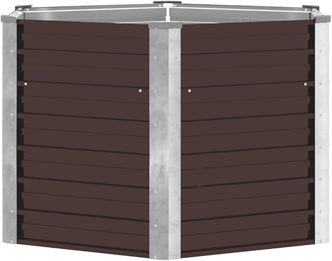 Galvanized Steel Garden Raised Bed Kit Outdoor Planter Raised Garden Boxes Metal Raised Garden Beds for Vegetables Herbs Flowers Brown 50.8x50.8x30.3-1121