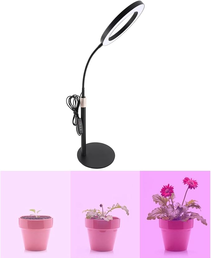 Plant Grow Light 6500K Full Spectrum LED Growing Lamp with Clip 3 Timer 10 Adjustable Brightness Settings Height Adjustable LED Plant Light for Indoor Plants Seed Starting