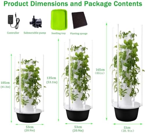 Hydroponics Growing System Vertical Tower Automated Aeroponics Indoor Tower Garden with LED Grow Lights Growing Kits Herb Garden7Layer
