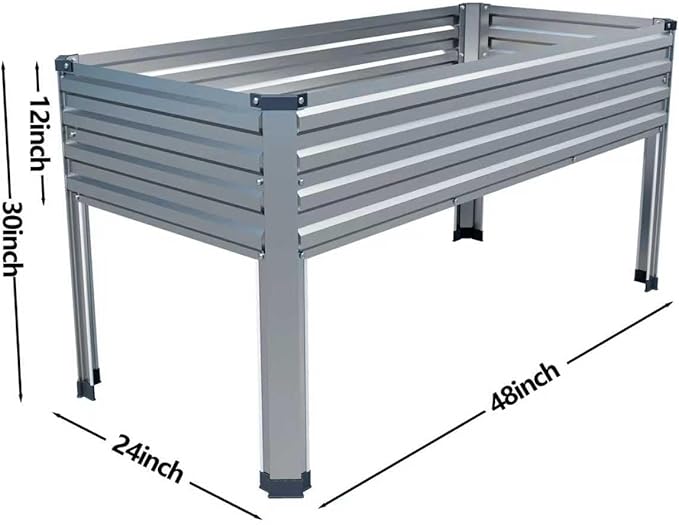 Galvanized Raised Garden Bed with Legs48×24×30in Elevated Planter Box for BackyardOutdoor Garden Patio Balcony 350lb CapacitySilver