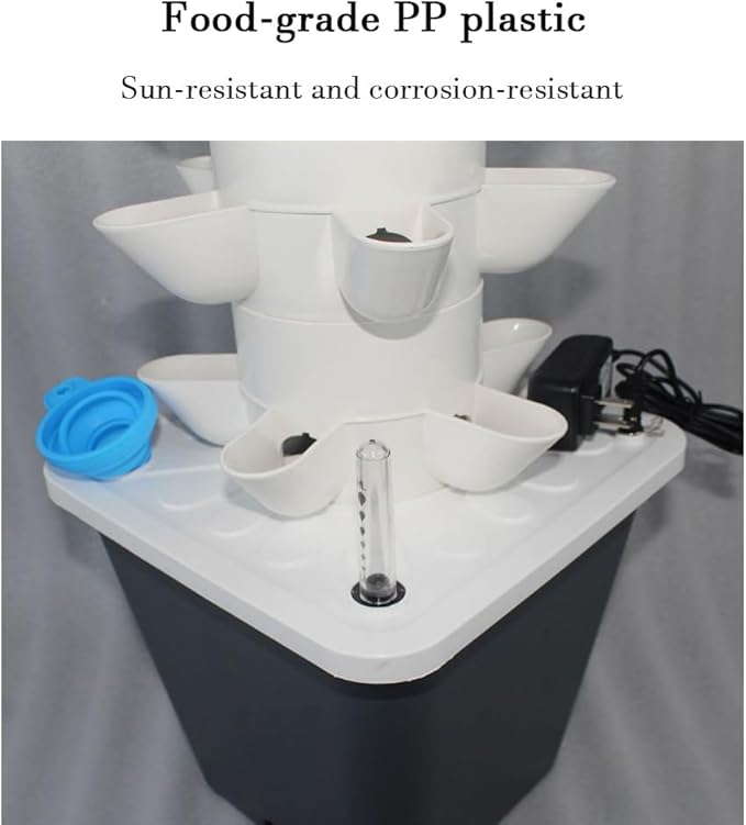 Garden Vertical Hydroponic Tower Hydroponics Growing System Tower with Water Storage Function Column Water Supply PP Material for Herbs Fruits Vegetables