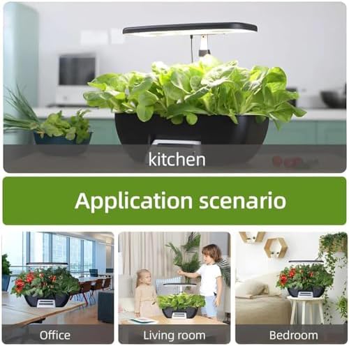 Indoor Hydroponics Growing - 17-Hole Plant Germination Kit with Pump Removable Water Tank LED Grow Light and LCD Touch Panel for Home Kitchen Gardening