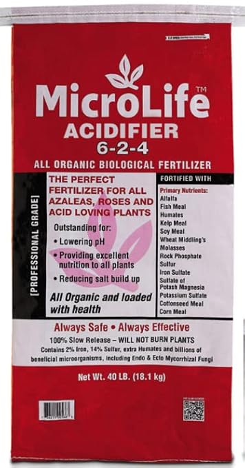 MicroLife Acidifier 6-2-4 40 lb The Perfect Fertilizer for All Azaleas Roses Blueberries Camellias and Acid Loving Plants That Want a pH of 5.0–7.0