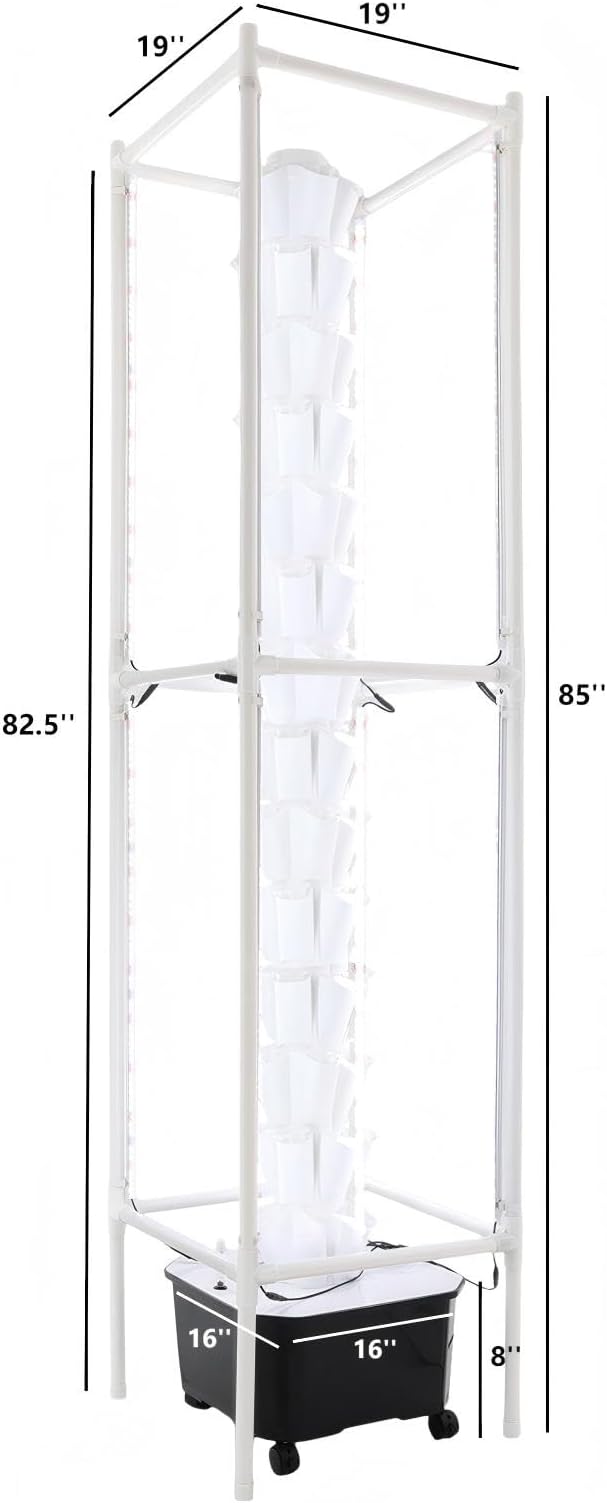 Hydroponic Growing Tower System Kit 70-Plant Vertical Hydroponics Garden Tower with LED Grow Light for Outdoor Indoor Herbs Fruits Vegetables Smart Garden Planter Kit