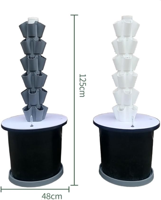 Hydroponics Growing System Tower Garden Vertical Hydroponic System Automatic Water Circulation Increased Oxygen Capacity for Fruits Vegetables(Gray6 Layers)