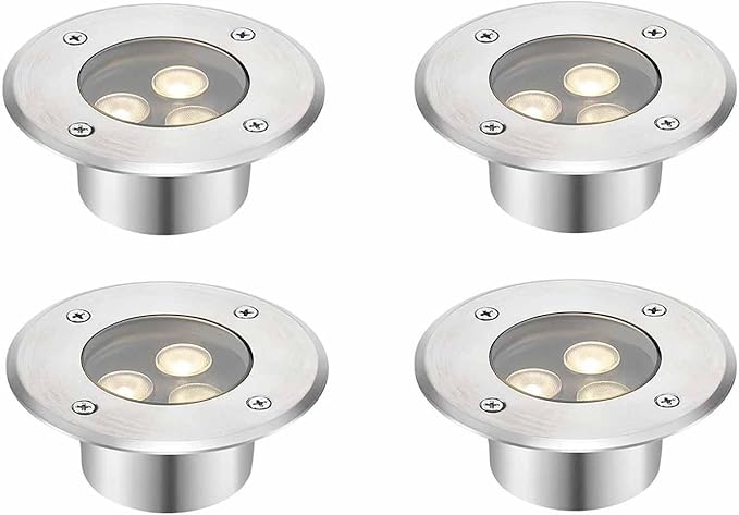 4PCS LED Underwater Lights Ultra-Thin IP68 Waterproof Recessed Spot Lights for Fountains and Ponds (Blue AC 24V-12W Red AC 12V)