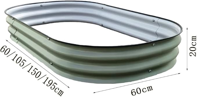 Oval Planter Raised Beds Raised Garden Bed Outdoor Galvanized Metal Planter Box Multi-Size Modular Garden Bed Kit Oval Versatile Planting (Color : Green-A Size : 105x60x20cm)