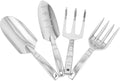 Veemoon Garden Rake and Shovel Tool Set for Planting and Soil Loosening 4pcs Handheld Gardening Tools Including Large Shovel Measuring Three-Prong Rake and Four-Tine Cultivator