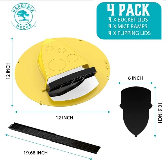 Mouse Trap Bucket- 5 Gallon Bucket Lid Mouse Rat Trap 4 Pack - Automatic Reset Flip and Slide Mouse Trap - Humane Mouse Rat Traps for Indoor Outdoor Use - Reusable Mouse Trap