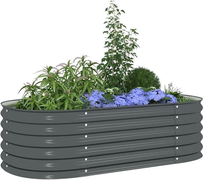 Planter Garden Boxes Outdoor Flowers Planter Boxes Easy Assembly Metal Steel Raised Garden Bed Kit 63x31.5x17.3 Gray-928