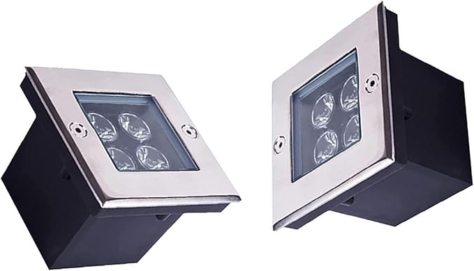 2Pcs Square Outdoor Buried Light Ground LED Landscape Light 4W Recessed IP67 Waterproof Spotlight for Terrace for Gardens Paths of Swimming Pools Illumination Lights(Red12V)
