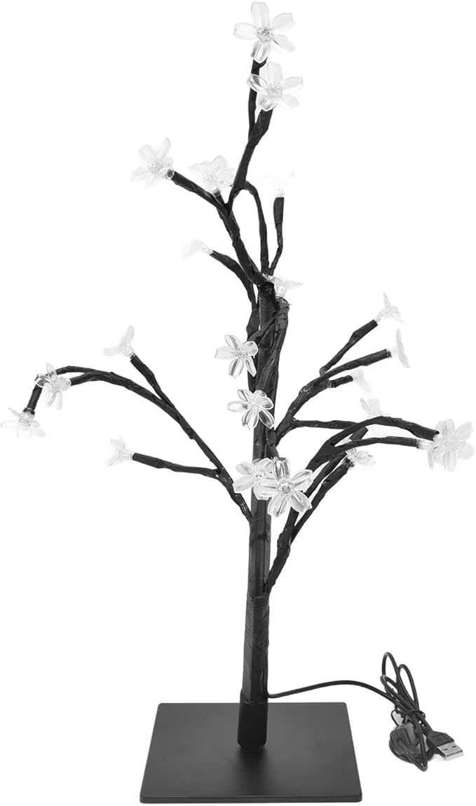 Cherry Blossoms Tree Lamp LED Cherry Tree Lamp USB Powered Bonsai with 24 Warm White LEDs Flexible Branches for Home Garden Decoration Romantic Night for Festivals