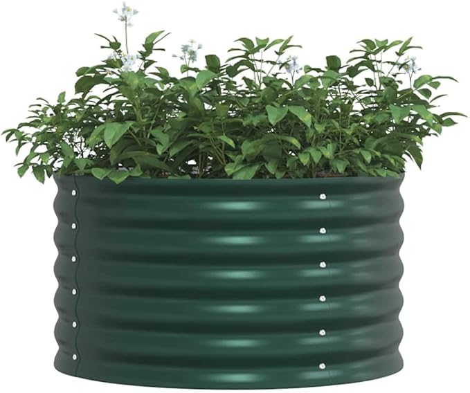Metal Steel Garden Raised Bed for Gardening Metal Planter Box for Vegetables Fruits Flowers Easy Assembly 31.5x31.5x17.3 Green -715