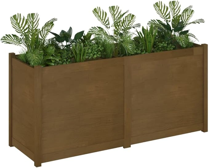 Wooden Raised Garden Bed Garden Planter Box Planter Raised Bed Wood Planter Box Grow Vegetable Flower Herb Gardening Honey Brown 59.1x19.7x27.6 Solid Wood Pine