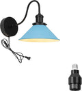 Hook Mounted Plant Light Full Spectrum 4500K 10W Adjusted Light Beam Range 15°-60° Vintage Blue Cone Shade Goose Neck Wall Lamp for Indoor Plants Flowers Growing