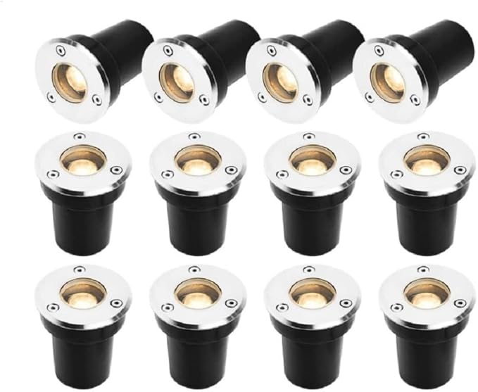 YSJX Lights Pack of 12 LED Landscape Spotlight AC90-265v 1w/3w/5w Diameter 65/80/100mm Ground Buried Garden Lamps Household Bulbs(Natural White3W)