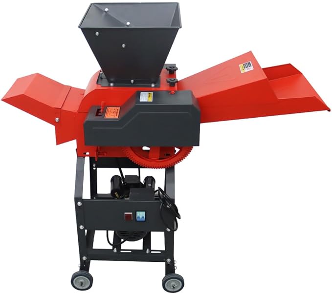 220V 4-Blade Hay Cutter Pulverizer with Feed Hopper Crop Straw Breaker Grass Crusher Grass Chaff Cutting Machine 400-800KG/H 2.2KW