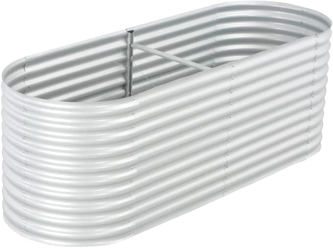 Garden Raised Bed PlanterGarden BedGalvanized Raised Garden BedPlanter Raised bedsGalvanized Planter94.5x31.5x31.9 Galvanized Steel Silver