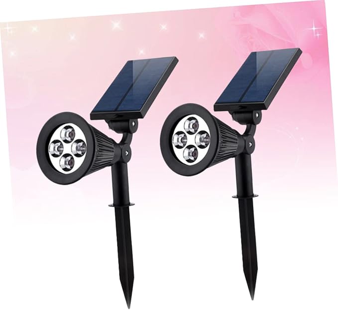 2pcs RGB Solar Spotlights with LEDs for Lawn and Patio Easy to Install Ground Plug Landscape Lights for Outdoor Garden Decor