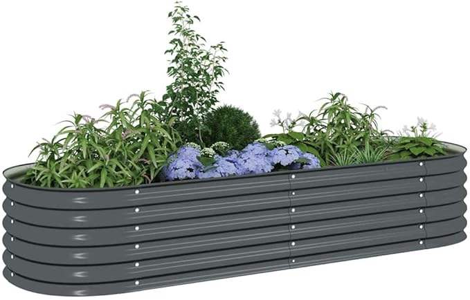 Garden Raised Metal Box Galvanized Steel Outdoor Planter Large Durable Vegetable Herb Flower Boxes for Plants 94.5x31.5x17.3 in Gray