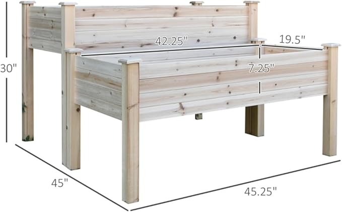 Wooden Raised Garden Bed with Legs 45.25”L X 45”W X 30”H Elevated Reinforced Large Planter Box for Vegetable Flower Herb Outdoors - Beam and Column Structure - Unmatched Strength Outlast