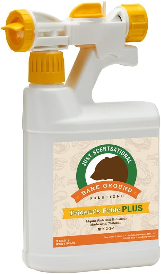 TPCH-1QES Trident's Pride Plus Organic Liquid Fish Fertilizer w/Brown Algae Extract &amp Chitosan w/Hose End Mixing Sprayer32 oz